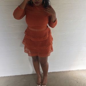 PrettyLittleThing Lace Ruffle Mini Dress US8/UK10